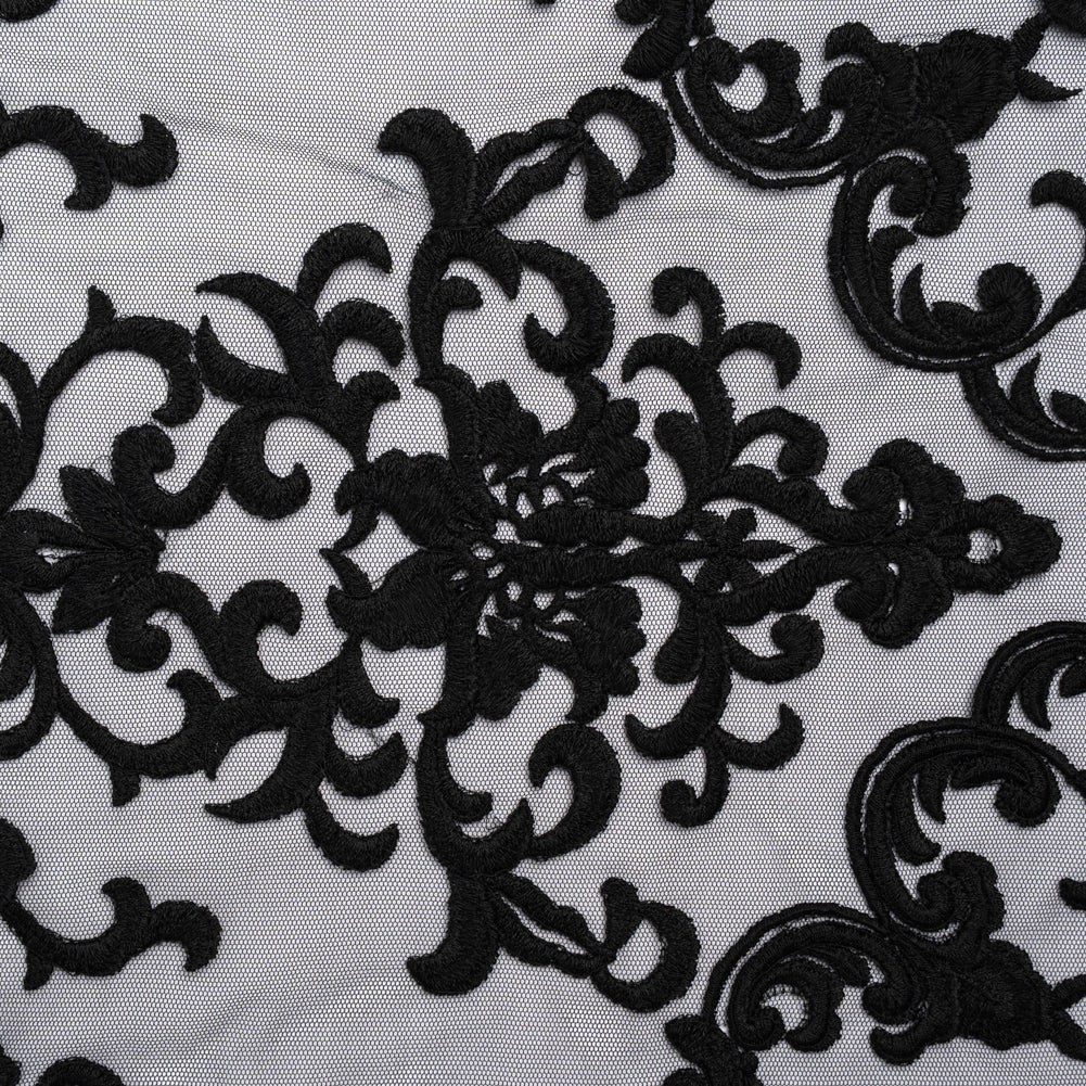 Embroidered Lace Tulle - Black Floral Damask - Joann Fabrics