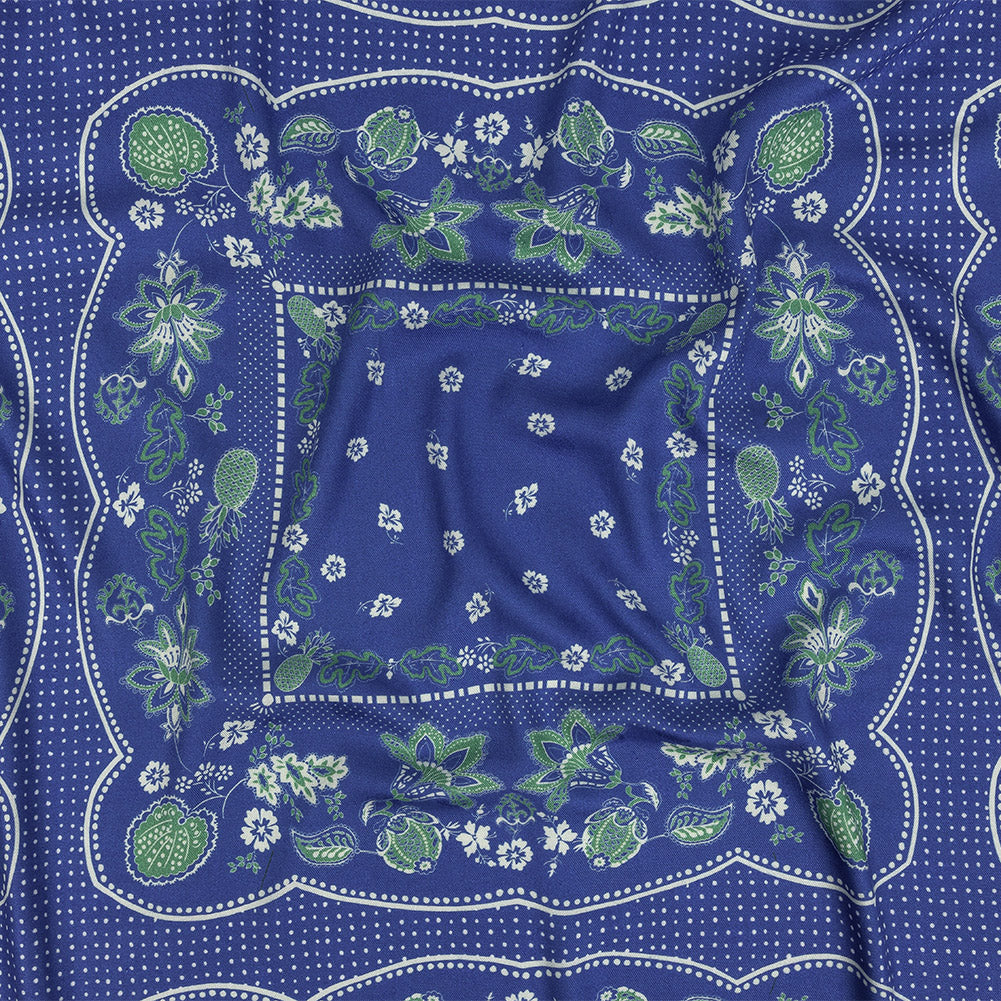 Polka Dotted Viscose Jacquard Panel - Blue Jacobean Floral Medallion - Mood Exclusive Inverted Perceptions - Joann Fabrics