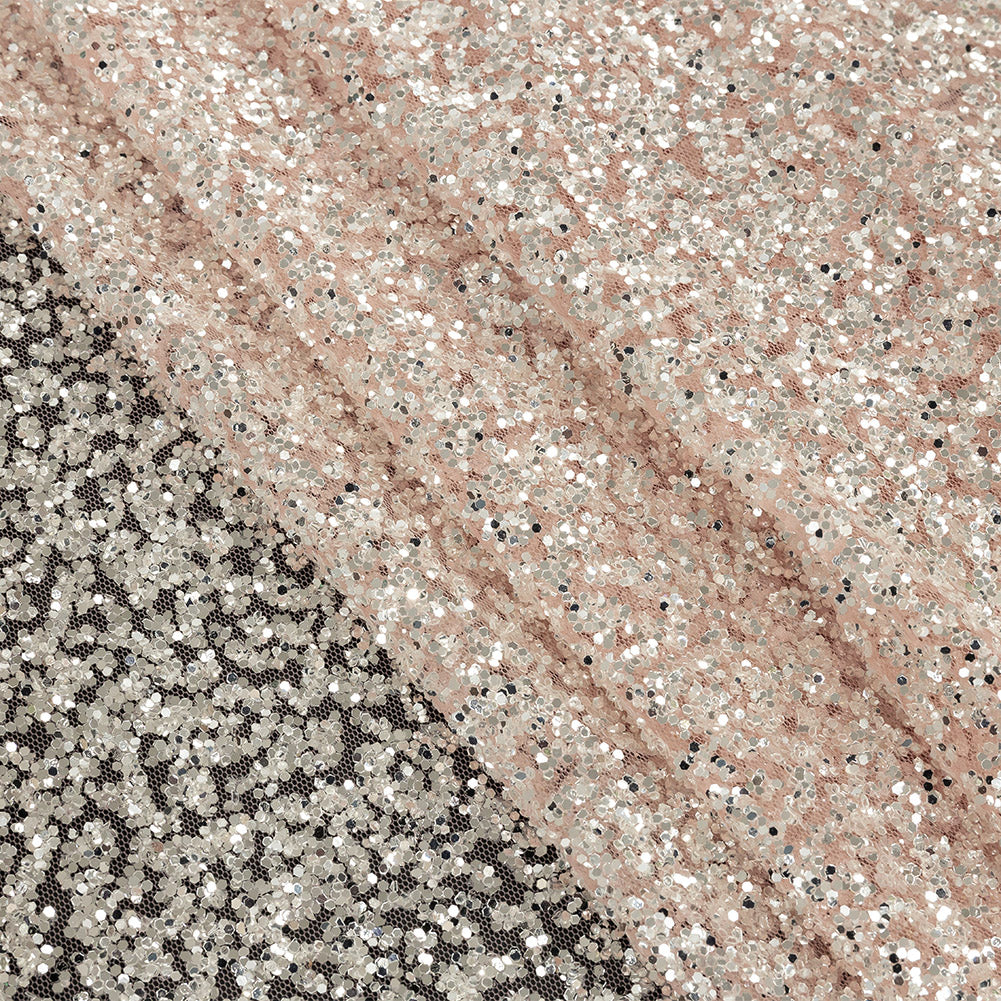 Tulle with Glitter Clusters - Salmon with Platinum - Eminence Collection - Joann Fabrics