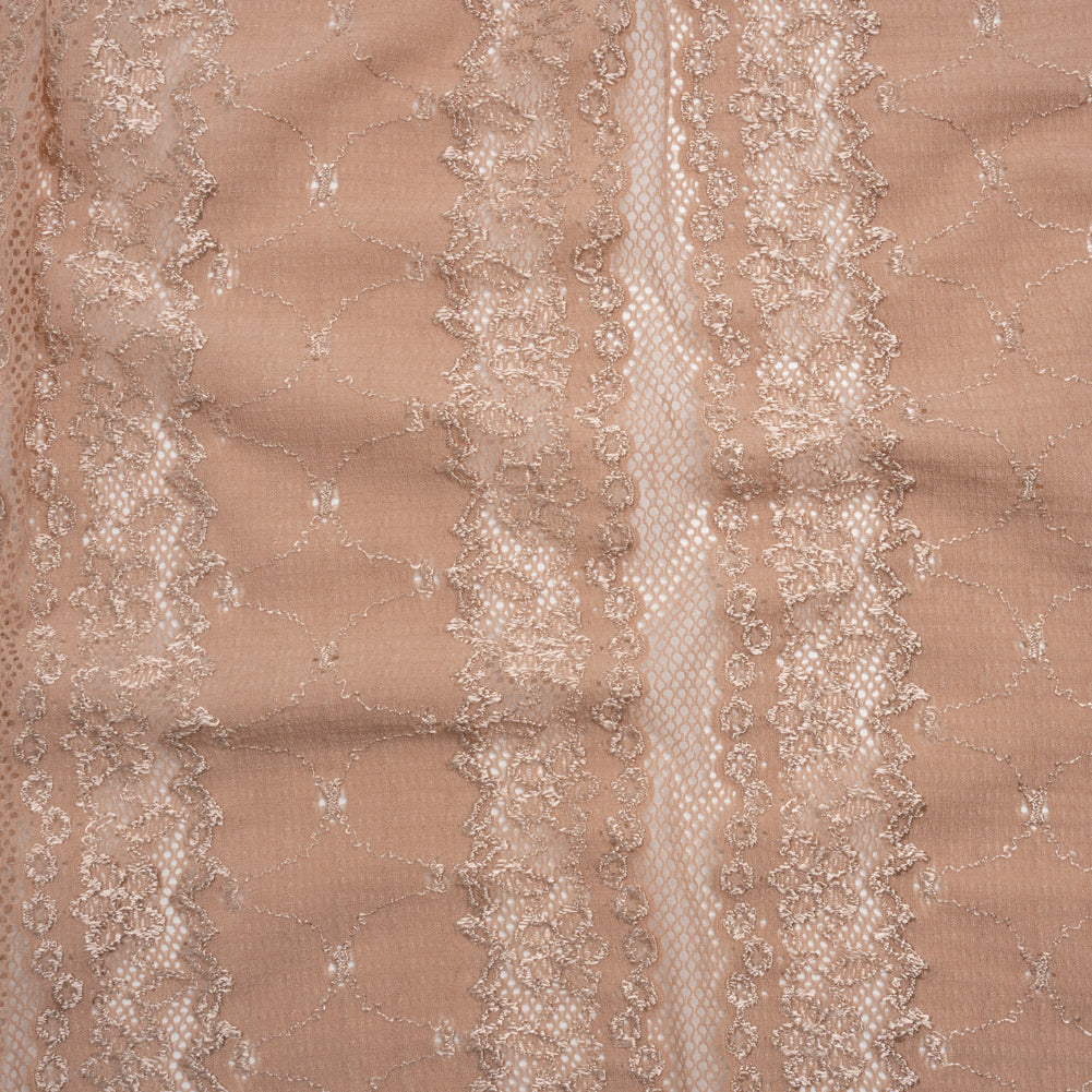 Stretch Polyester Knit Embroidered Eyelet Lace - Nude Floral and Abstract Stripes - Deadstock - Joann Fabrics