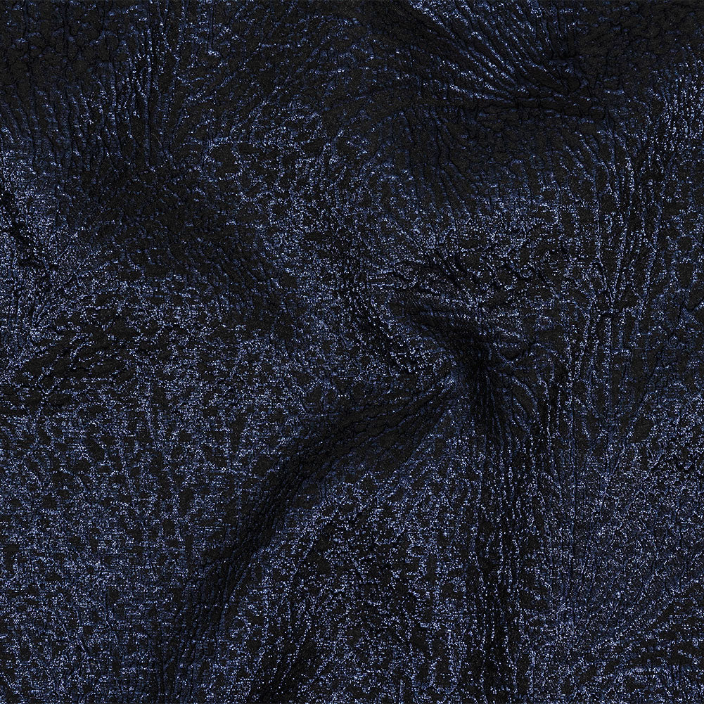 Metallic Navy and Black Fanning Leaf Veins Luxury Brocade - Joann Fabrics
