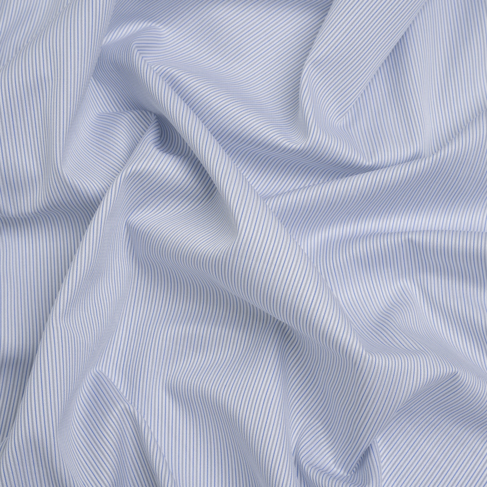 Cotton Dobby Shirting - White, Gray and Blue Rope Stripes - Deadstock - Joann Fabrics