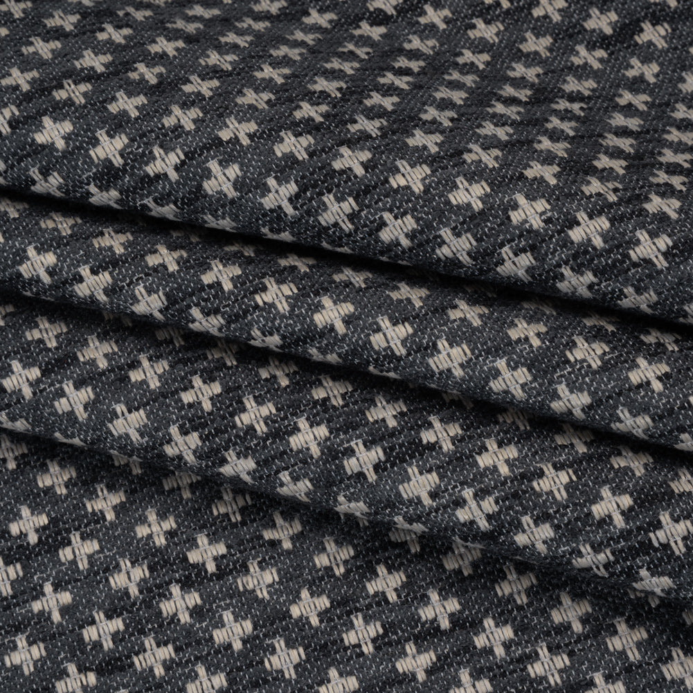 Polyester Boucle Home Decor Jacquard - Ink Plus Signs - British Imported - Joann Fabrics