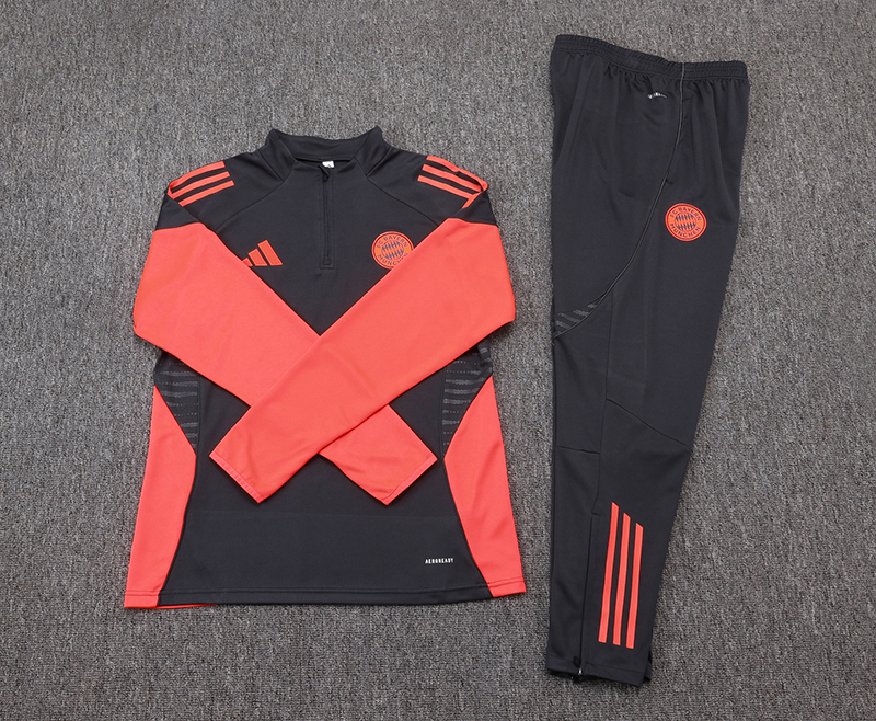 2025/2026 Bayern Munich Half-Pull Training Suit Dark Gray Football Shirt 1:1 Thai Quality Set