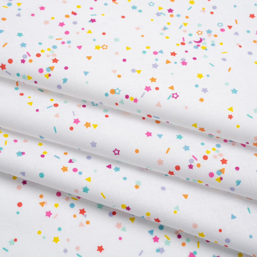Printed Quilting Cotton by Ghazal Razavi for FIGO Studio - Rainbow and White Sprinkles- Dovetail Collection - Joann Fabrics