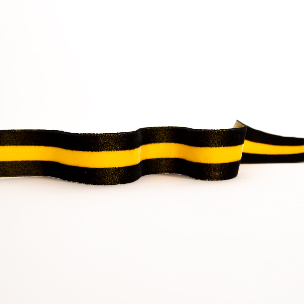 Italian Black and Yellow Striped Velvet Ribbon - 1.5