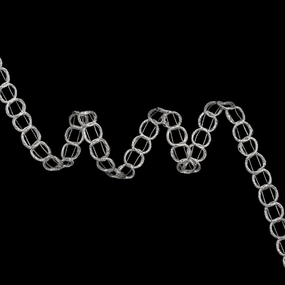 Yaya Han Metallic Wrapped Cord Chain Links Trim - Valkyrie Silver, 0.75