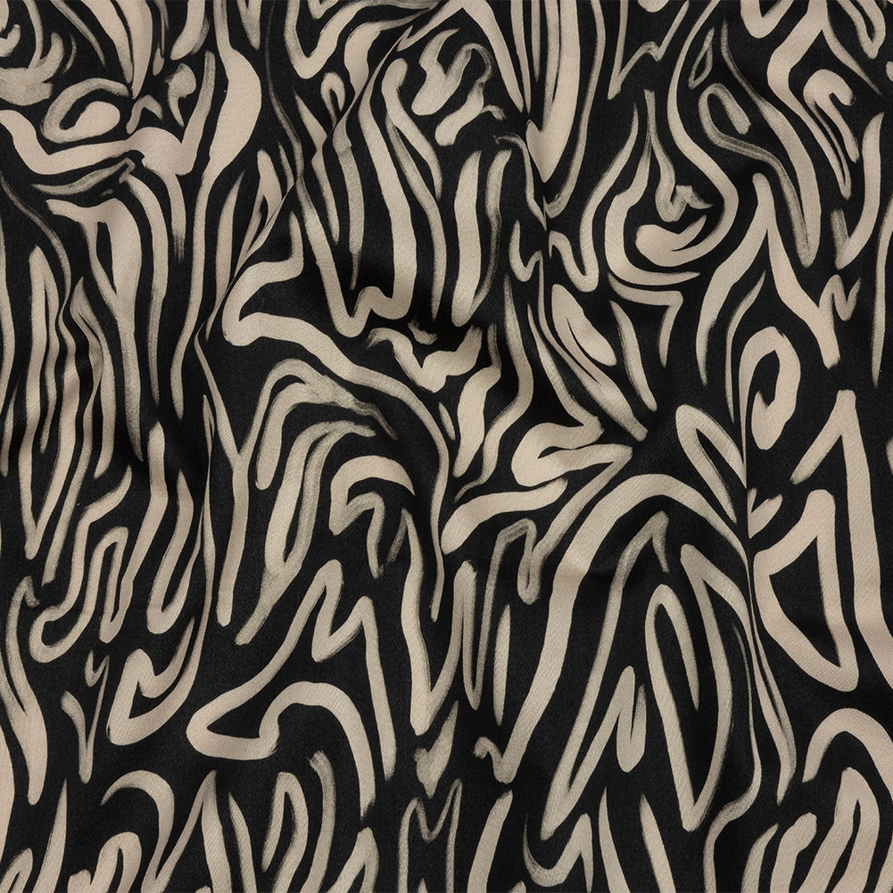 Stretch Cotton Sateen - Black and White Abstract Lines - Gallery Tour Print - Mood Exclusive Metro Collection - Joann Fabrics