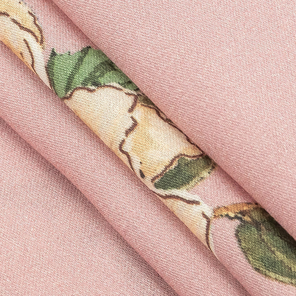 Rayon Challis - Pink and Yellow Roses - Grazie Print - Mood Exclusive Viso Collection - Joann Fabrics