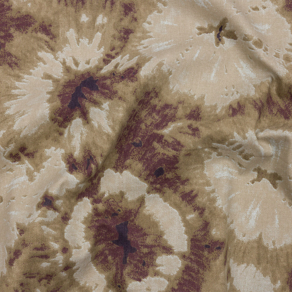 Beige, Taupe and Burgundy Tie Dye Stretch Cotton Canvas - Joann Fabrics