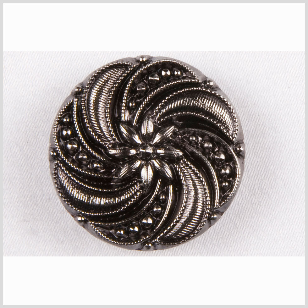Black and Platinum Floral and Swirl Glass Button - 22L/14mm - Joann Fabrics