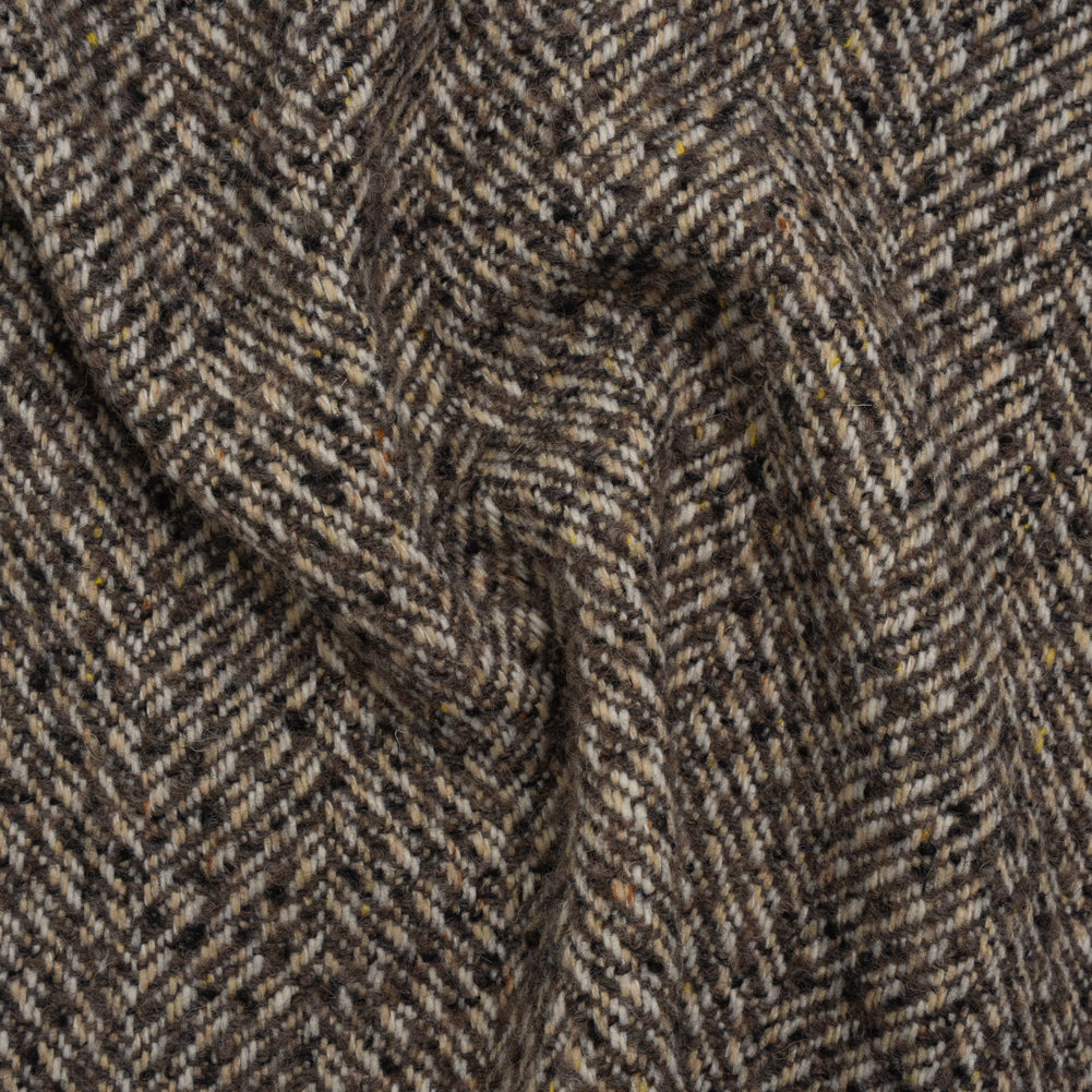 Polyester and Wool Blend Tweed - Tan, Beige and Black Herringbone - Joann Fabrics