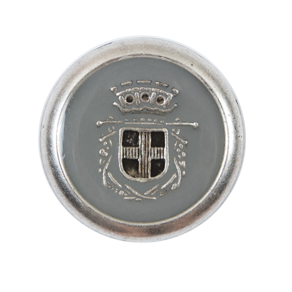 Italian Gray and Silver Crest Metal Button - 44L/28mm - Joann Fabrics