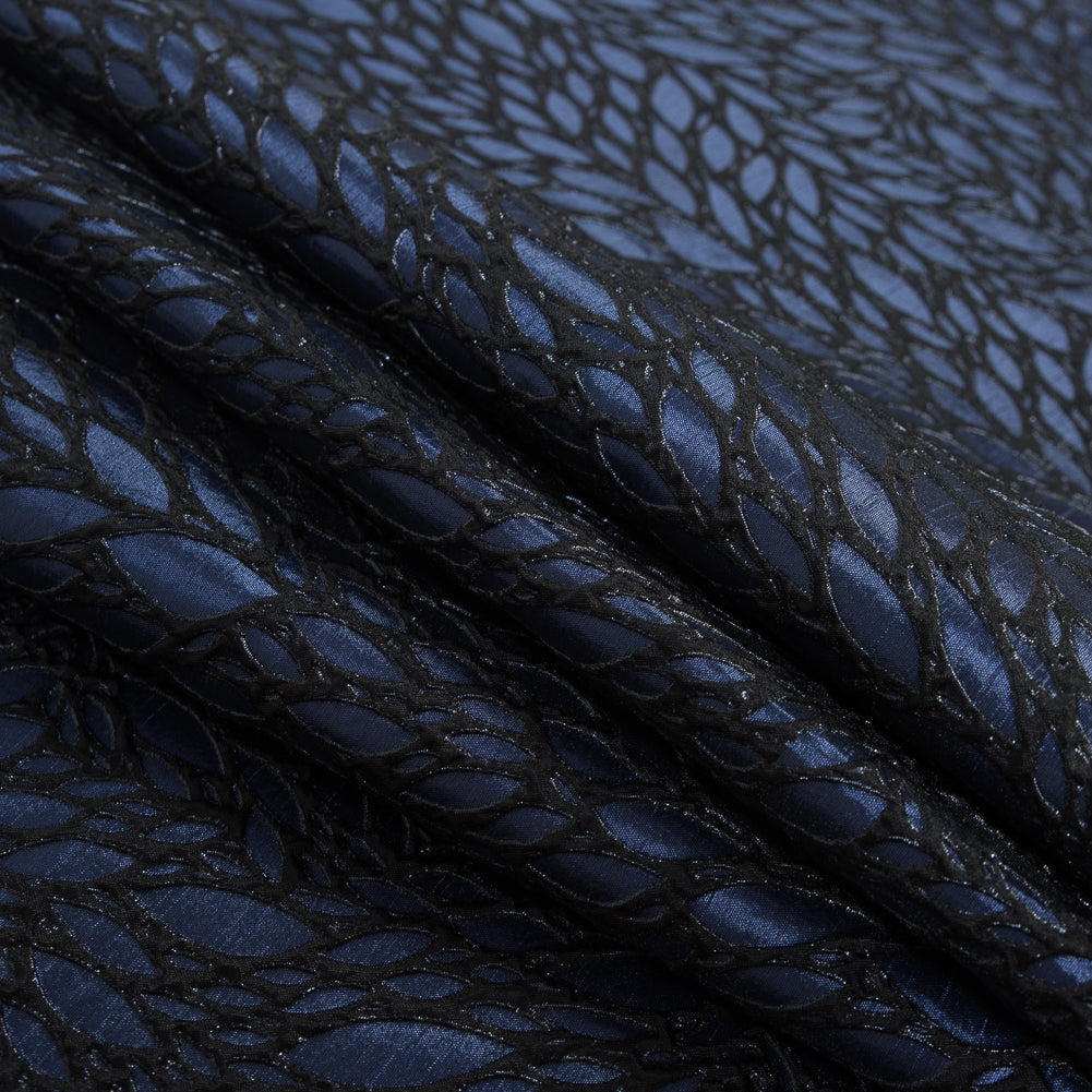 Blue and Black Luxury Abstract Metallic Brocade - Joann Fabrics