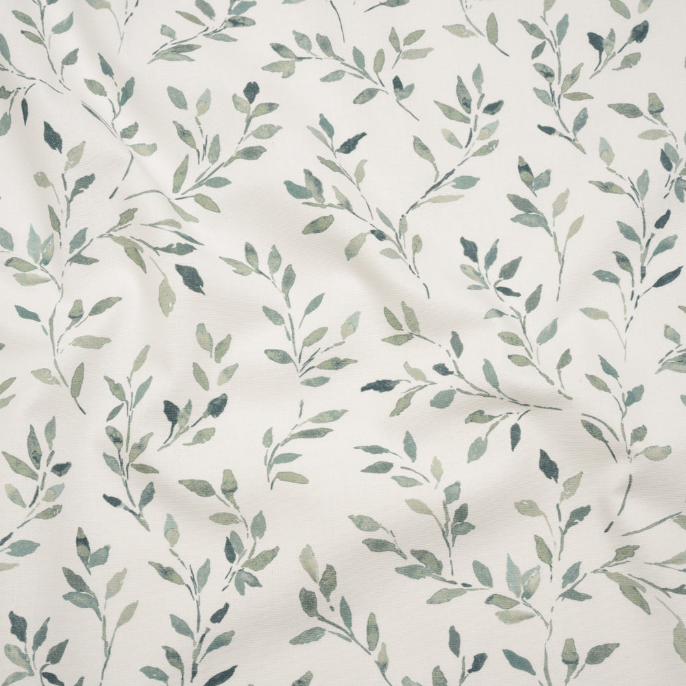 Printed Cotton Canvas - Duckegg Leafy Stems - British Imported - Joann Fabrics