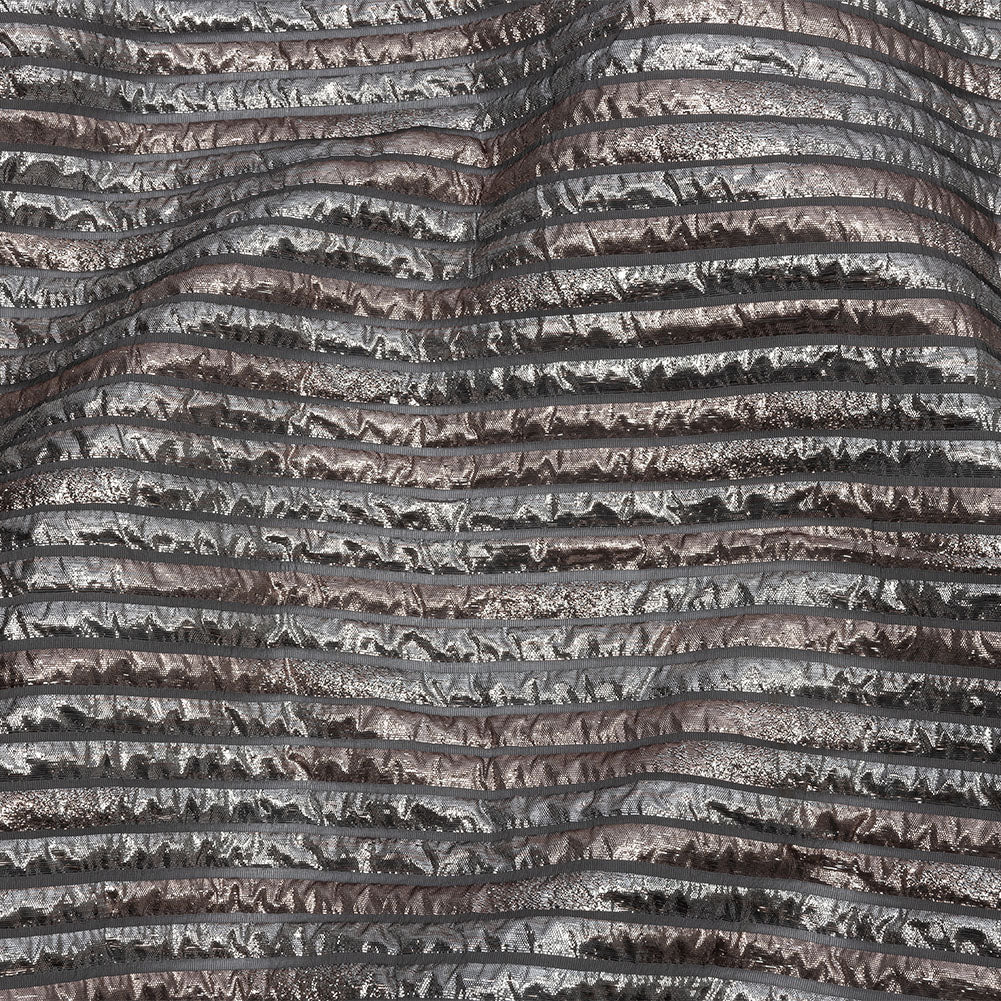 Metallic Silver and Bronze Luxury Striped Burnout Brocade - Joann Fabrics