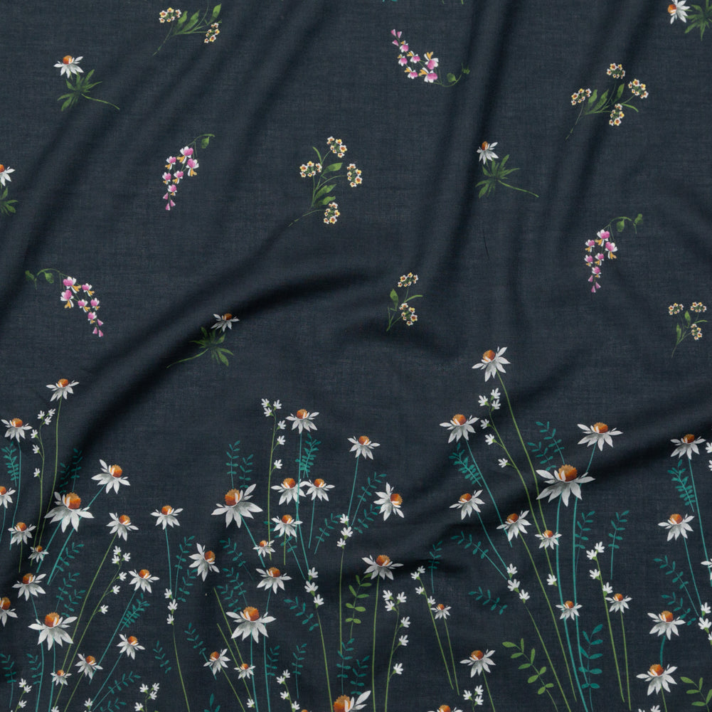 Cotton Voile Panel - Black Beauty Daisy Flowers - Growing Distant Print - Mood Exclusive Kenko Collection - Joann Fabrics