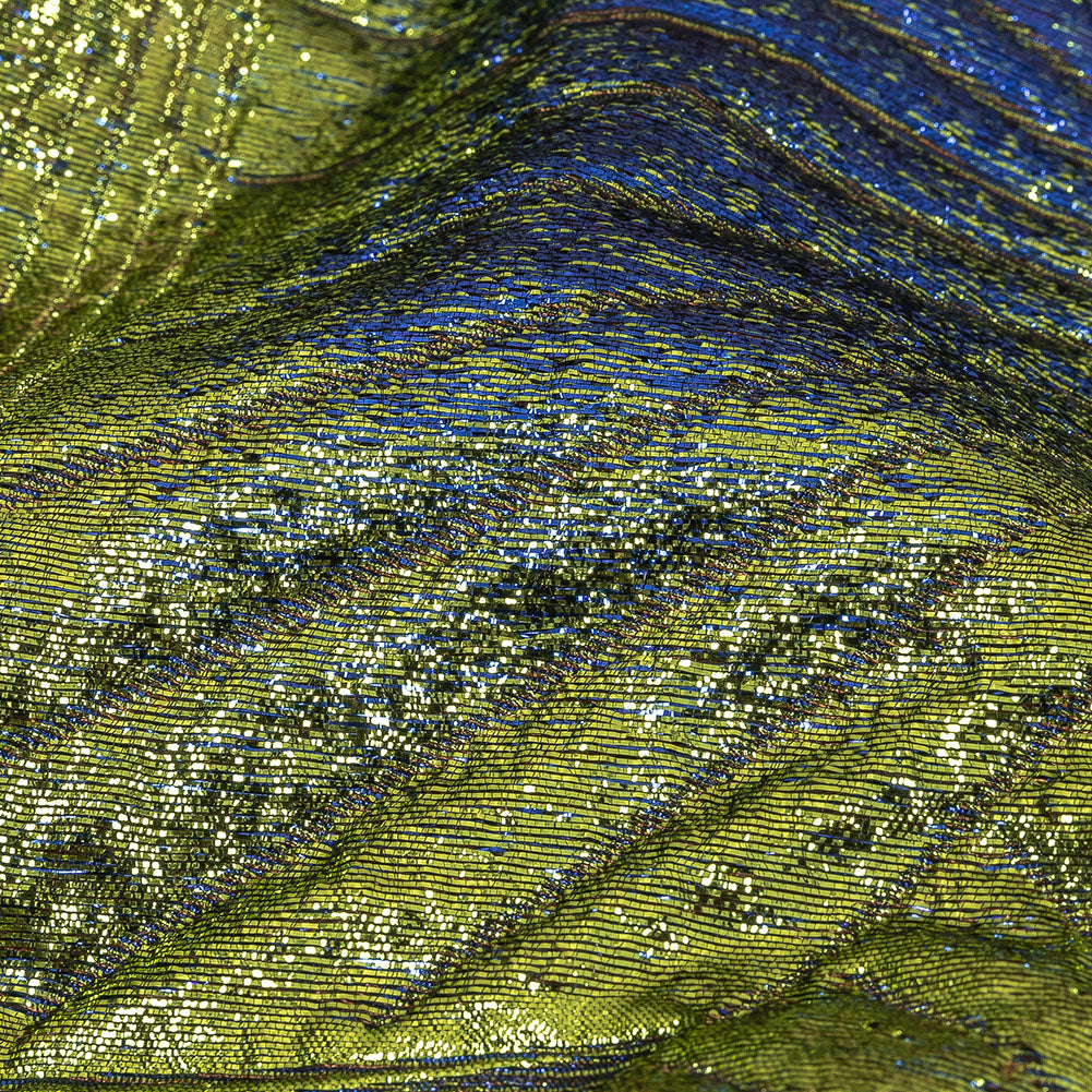 Metallic Copper, Lime and Royal Blue Fanning Rays Luxury Brocade - Joann Fabrics
