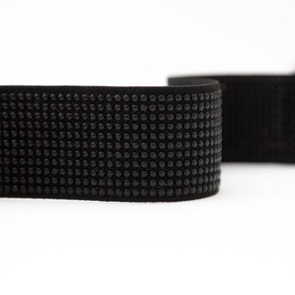 Italian Black Studded Elastic Trim - 1.625