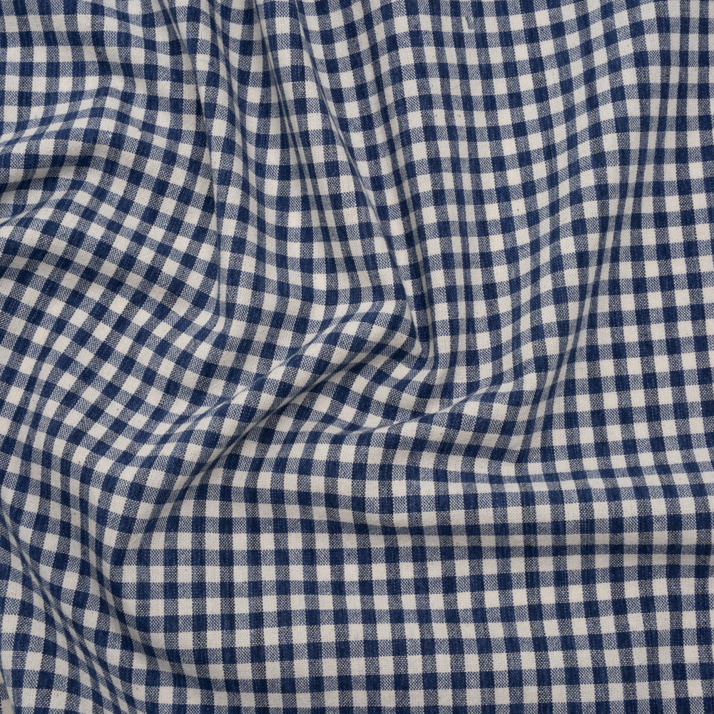 Cotton Homespun Rustic Shirting - Marine Blue and Cream Gingham Check - Deadstock - Joann Fabrics