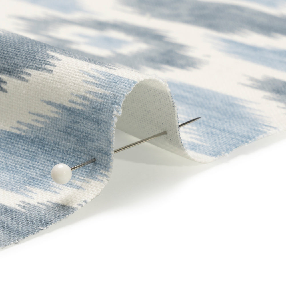 Sky Blue, Gray and White Ikat Geometry Cotton Canvas - Joann Fabrics