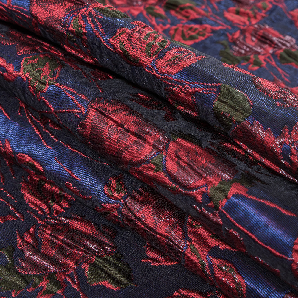 Metallic Coral/Blue/Green Floral Brocade - Joann Fabrics