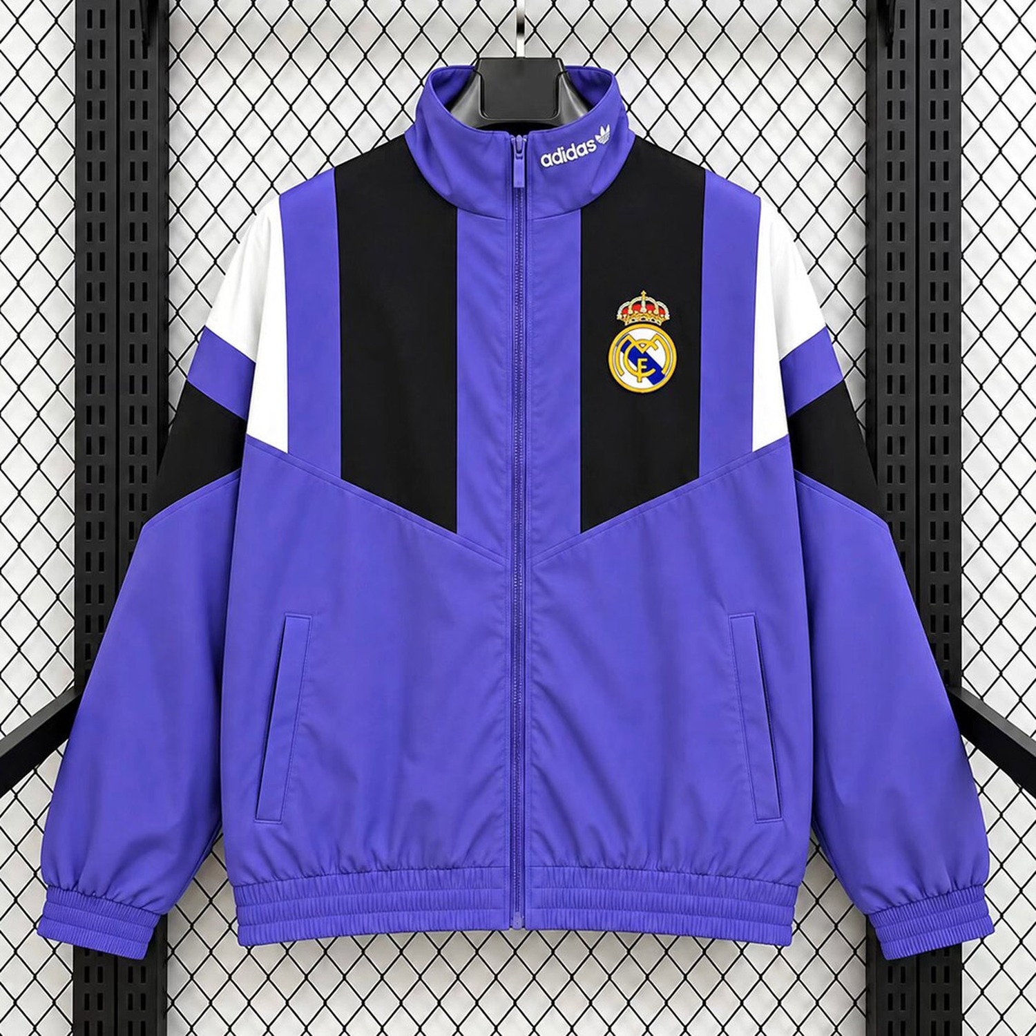 Real Madrid 26-27 EQT Purple Black Windbreaker Jacket - UnitedFutballJersey