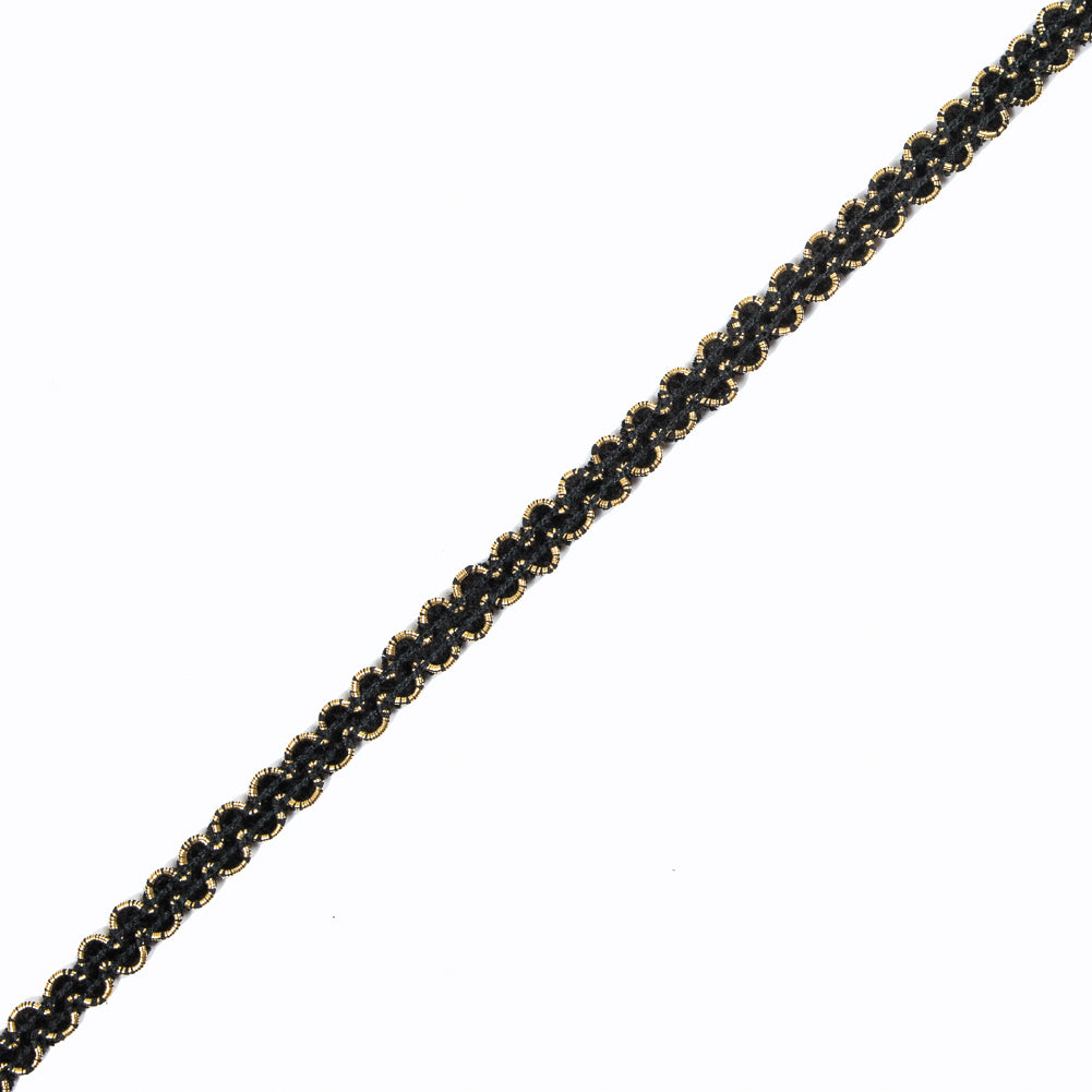 Gold and Black Metallic Ric Rac Trim - 0.5