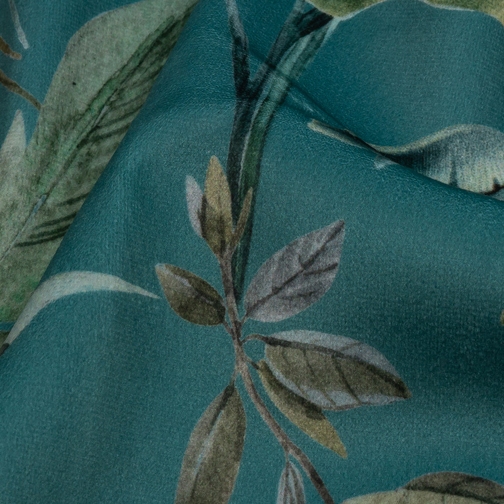 Polyester Microvelvet Print - Teal Tropical Birds and Butterflies - British Imported - Joann Fabrics