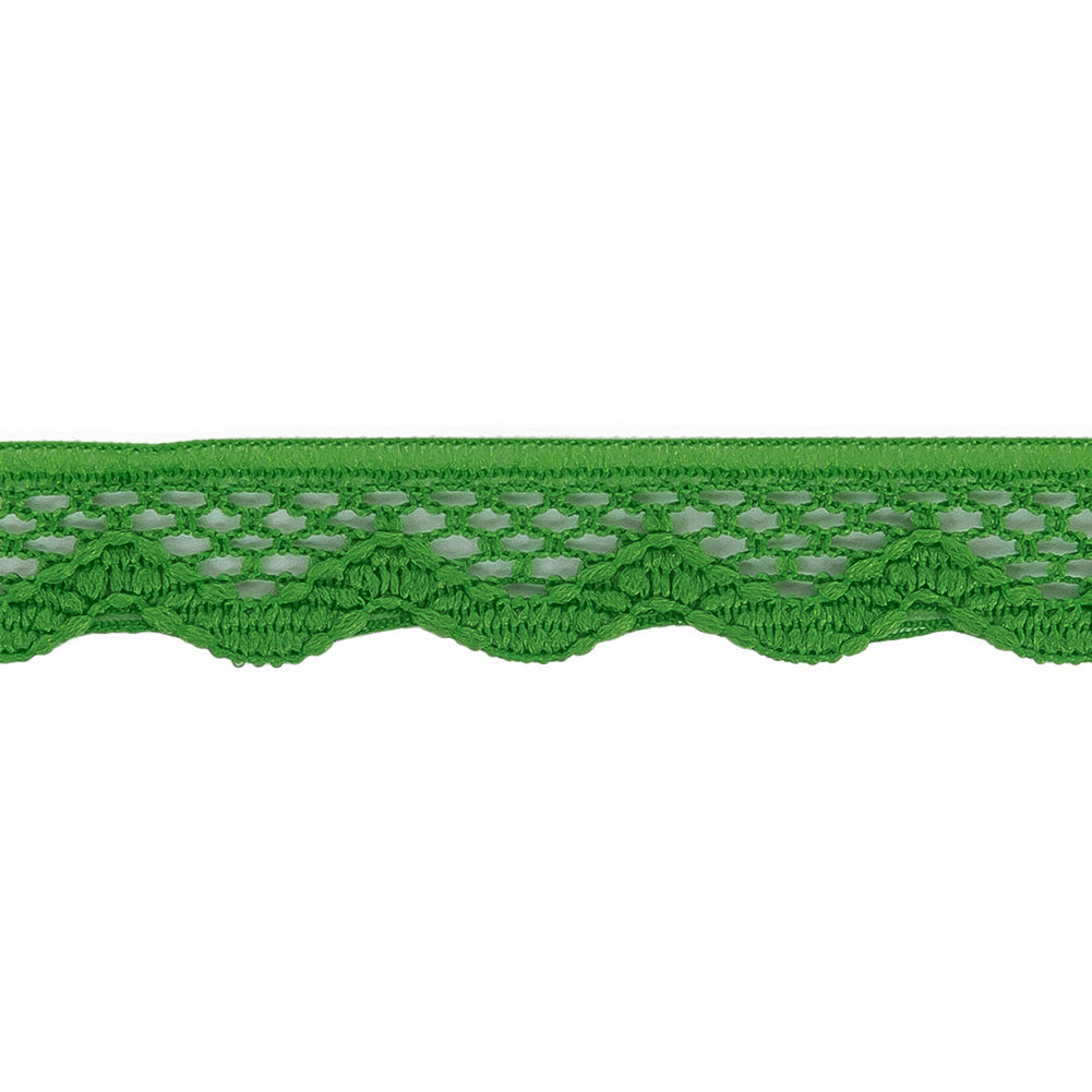 Grass Green Scalloped Edge Lace Geometric Trimming - 0.5