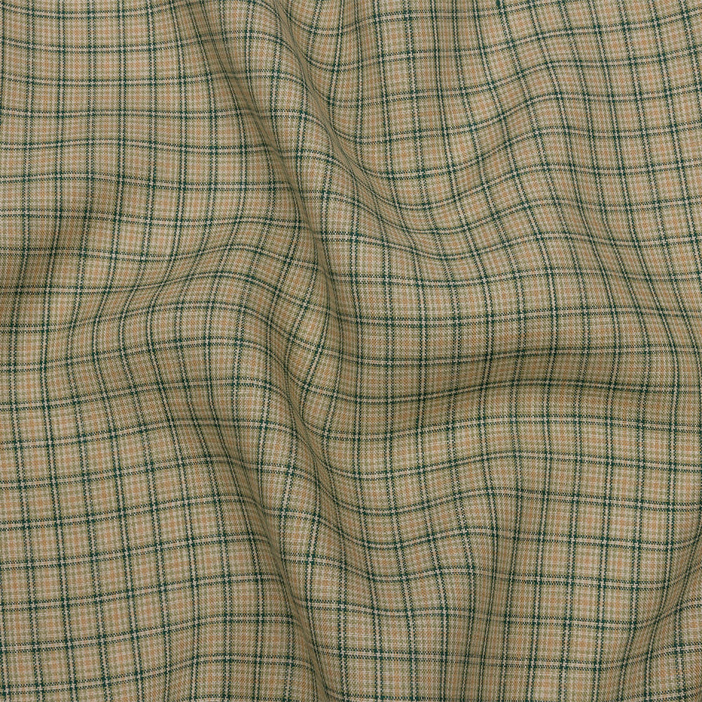 Green and Beige Checked Lightweight Linen Woven - Joann Fabrics