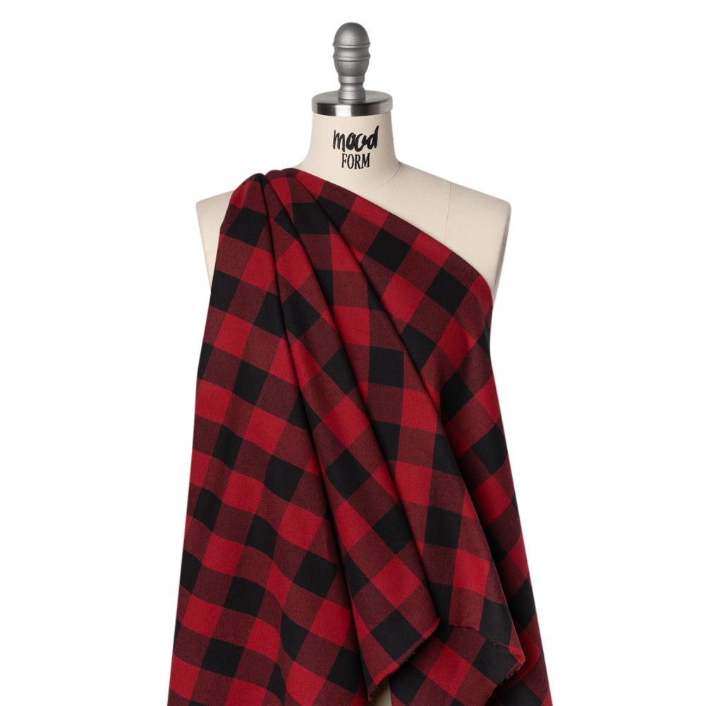 Brushed Cotton Twill - Red and Black Buffalo Check - Deadstock - Joann Fabrics