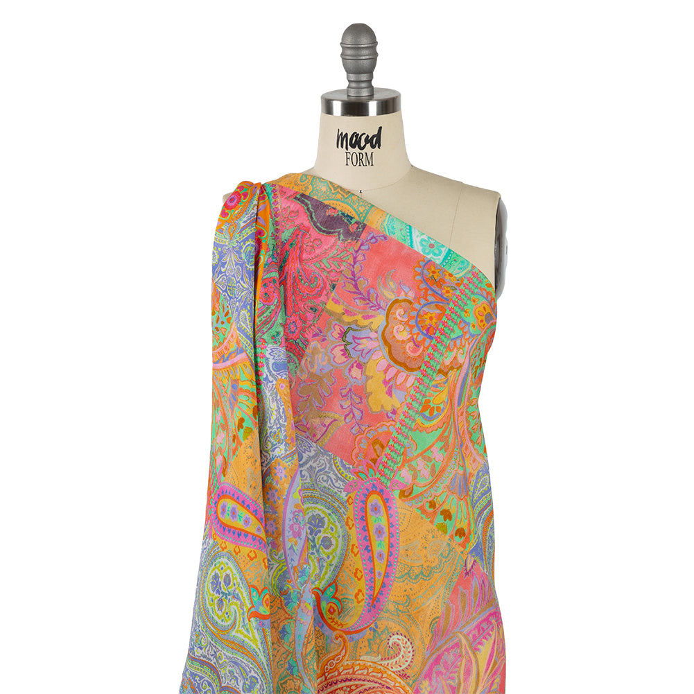 Sustainable Viscose Crepe - Pink Patchwork Paisley - Pastel Patina Print - Mood Exclusive Gisele Collection - Joann Fabrics