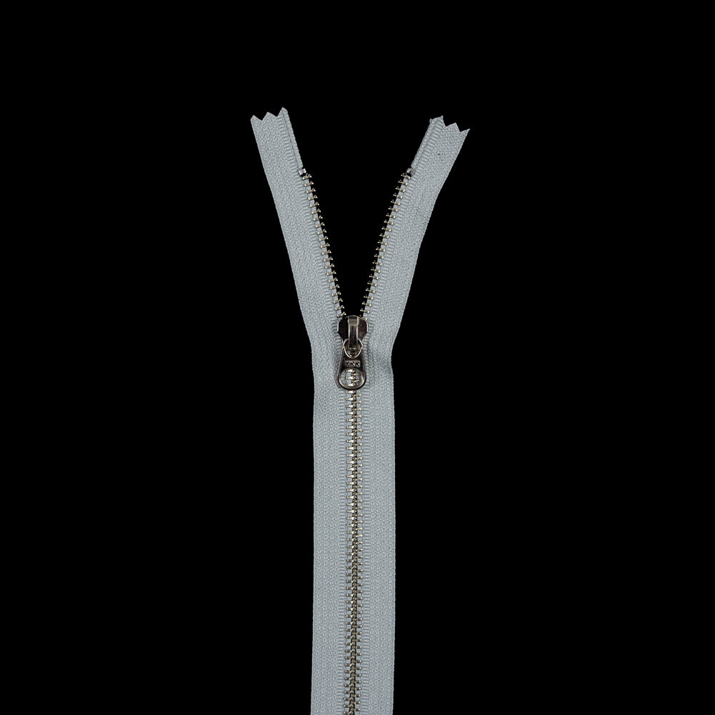 Light Gray Metal Closed Bottom Zipper with Silver Teeth - 9