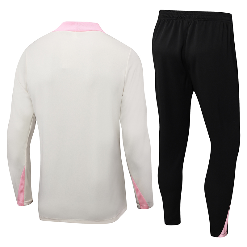 2024/2025 Psg Paris Saint-Germain Half-Pull Training Suit Beige with pink Set