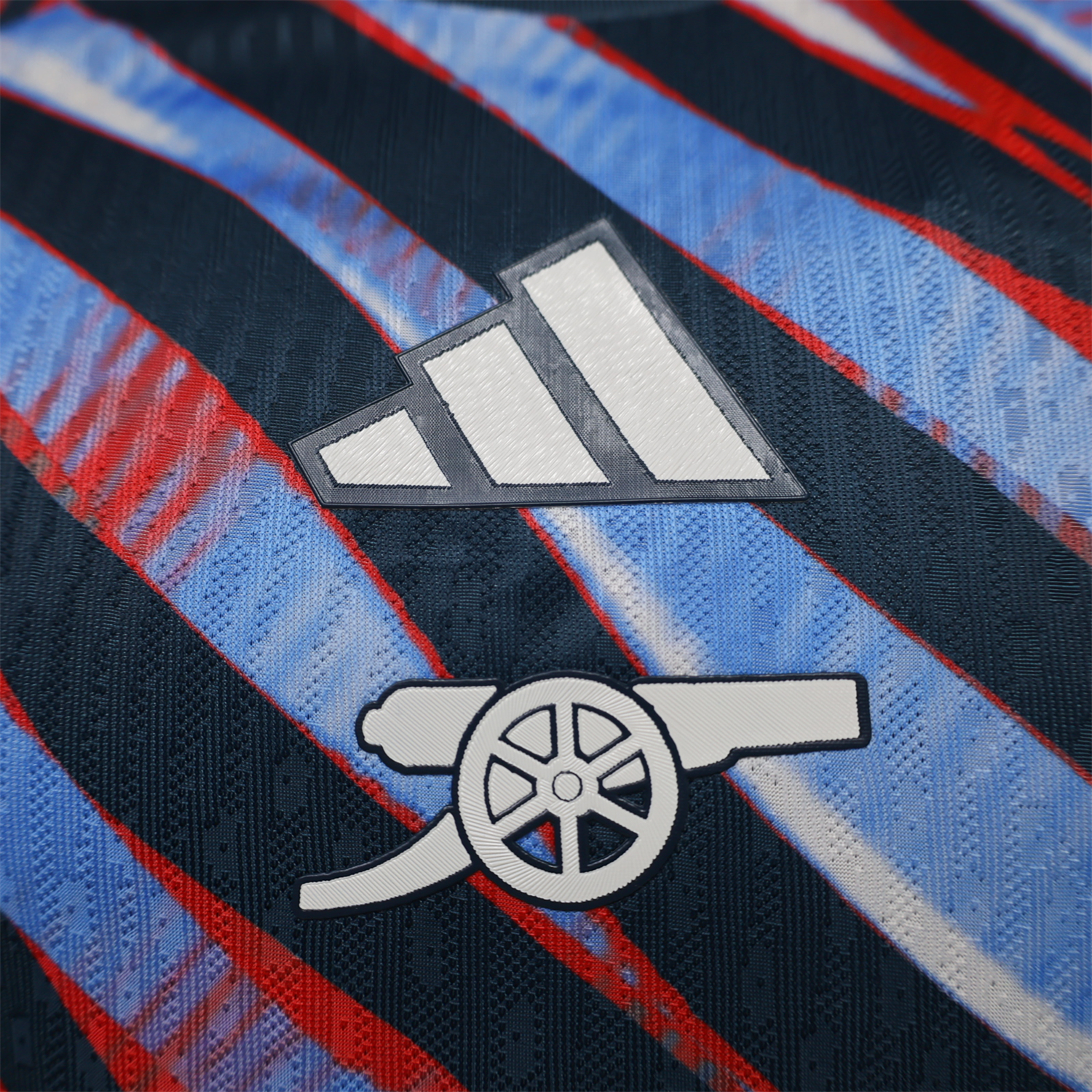 Arsenal 26-27 Red Blue Teal Diagonal Stripes Pre-Match Jersey - Player Version - UnitedFutballJersey