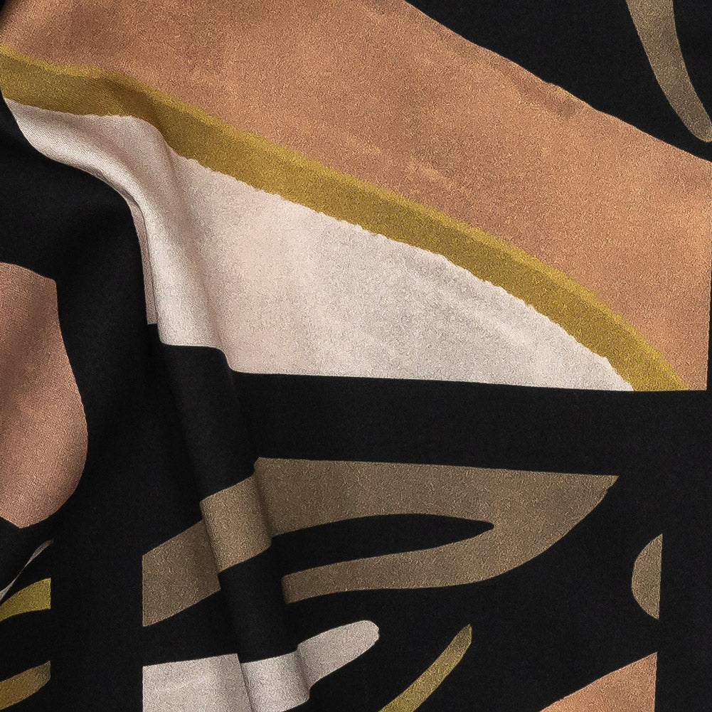 Stretch Cotton Sateen - Black and Green Animal Stripe Patchwork - In Bocca al Lupo Print - Mood Exclusive Viso Collection - Joann Fabrics