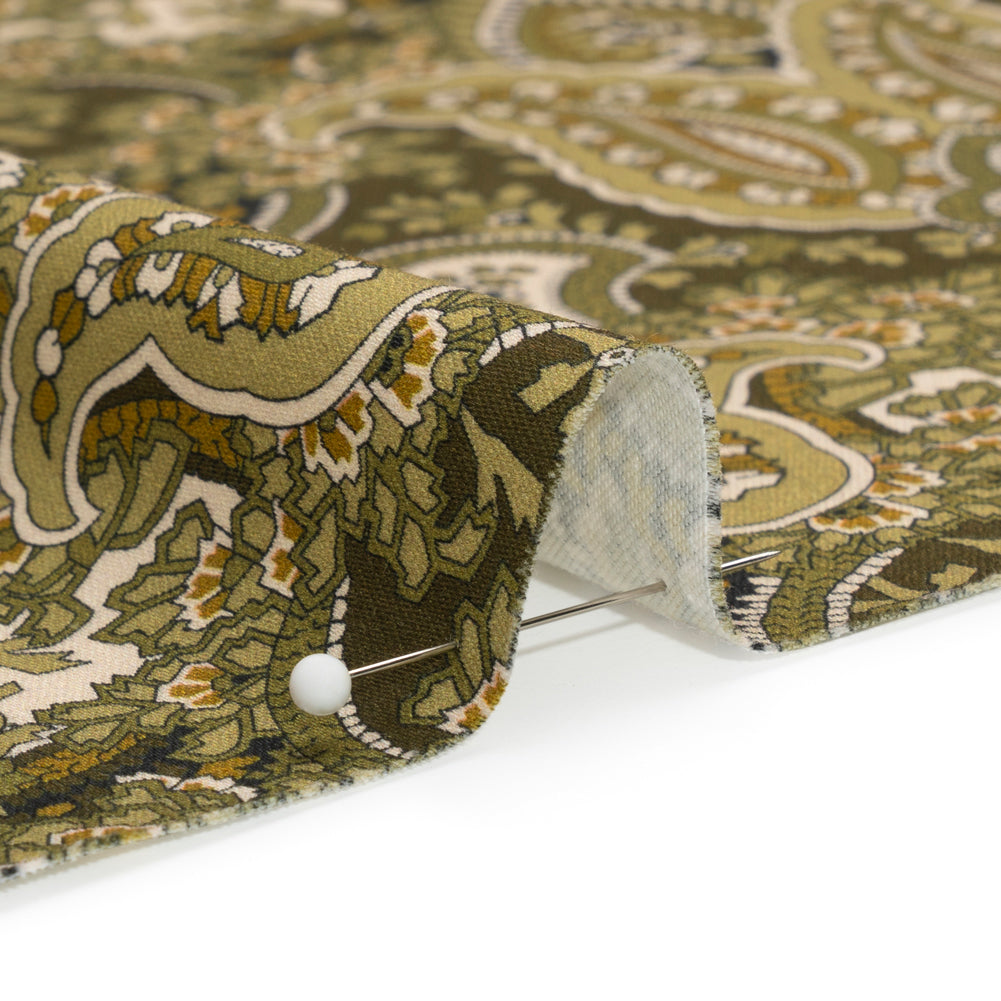 Mood Exclusive Olive Paisley Party Stretch Cotton Sateen - Joann Fabrics