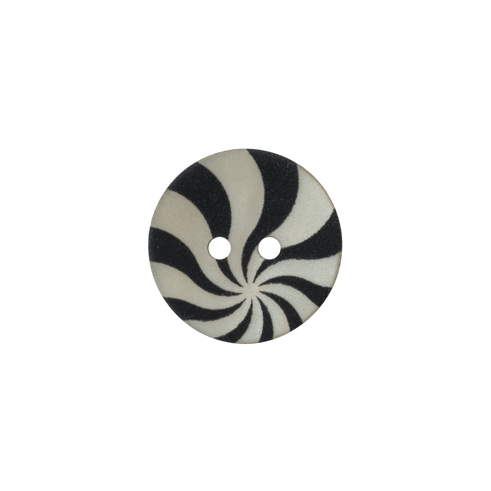 Natural Shell 2-Hole Button - 24L/15mm - Ivory and Black Radiating Swirl - Joann Fabrics