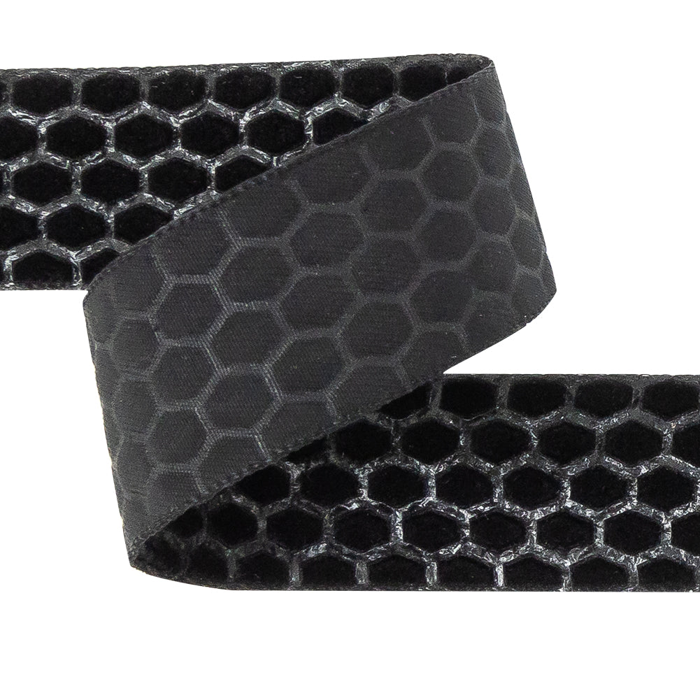Italian Black Honeycomb Velvet Burnout Trim - 0.875