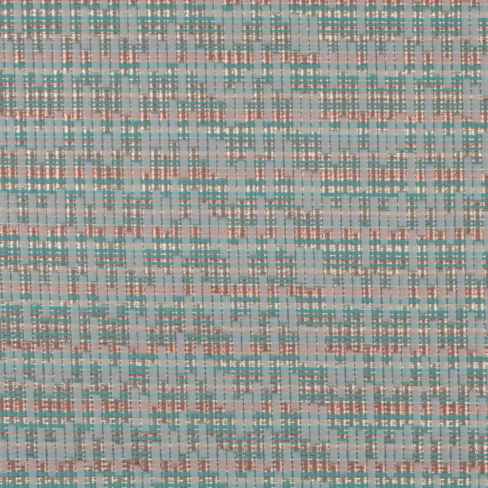 Ivory, Sea Green and Light Coral Metallic Brocade - Joann Fabrics