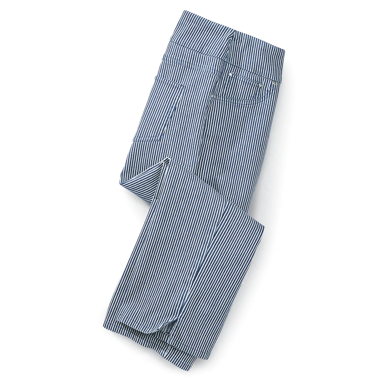 Striped Pull On Capri, Stretch Denim, Wide Waist, Front Pockets - Northstyle Catalog