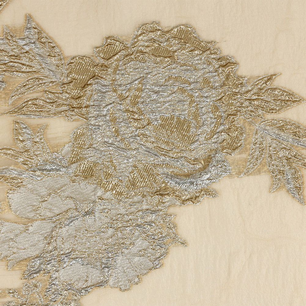 Metallic Silver and Beige Floral Luxury Burnout Brocade - Joann Fabrics