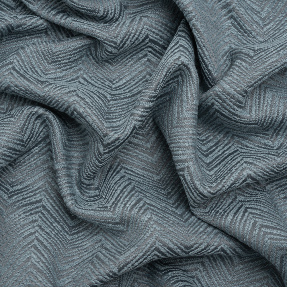 Herringbone Chevrons Recycled Polyester and Cotton Drapery Jacquard - Denim - British Imported - Joann Fabrics