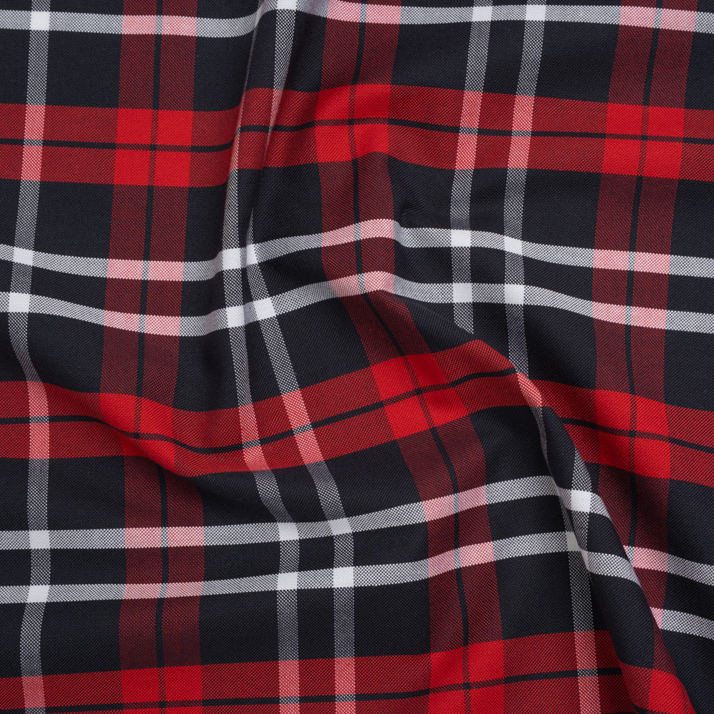 Cotton Oxford Shirting - Navy Blue, Red and White Plaid - Deadstock - Joann Fabrics
