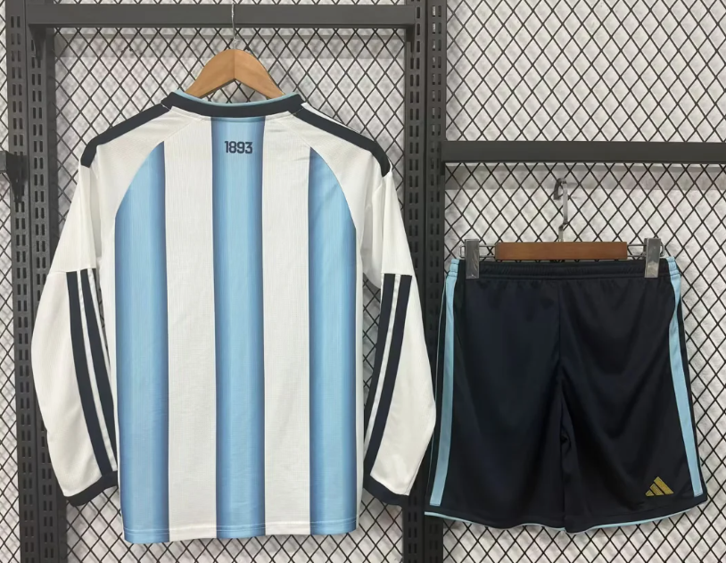 2026 Long Sleeve Argentina Home Football Jersey 1:1 Thai Quality Kids Size