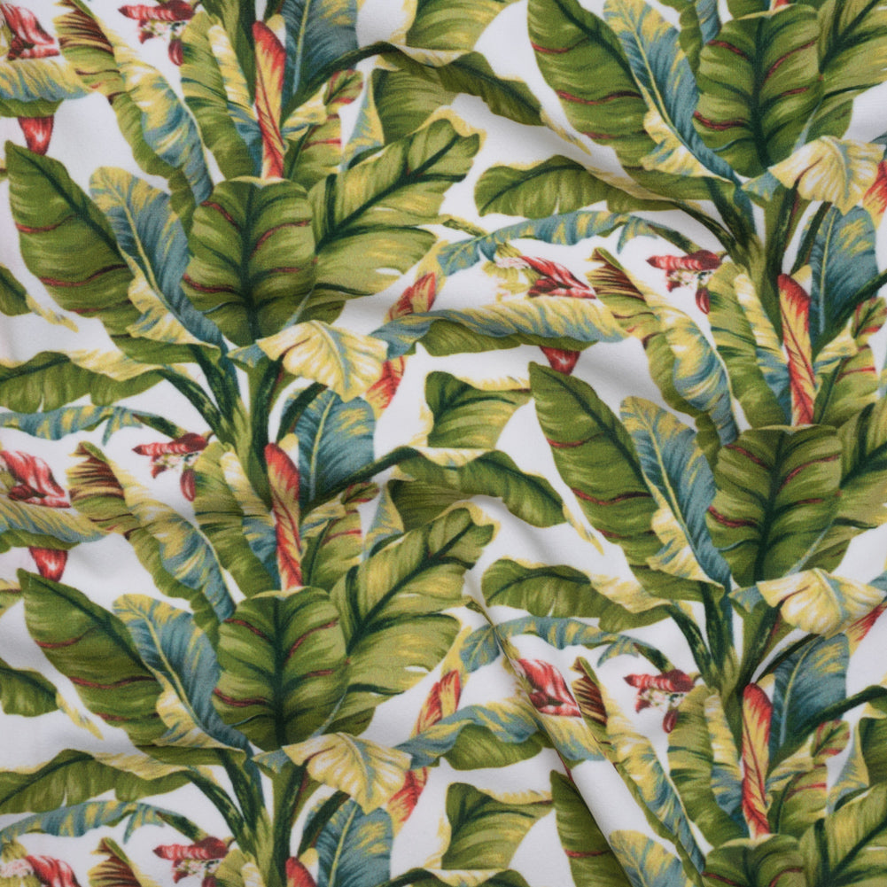Polyester Microvelvet - White and Green Palm Trees - Joann Fabrics