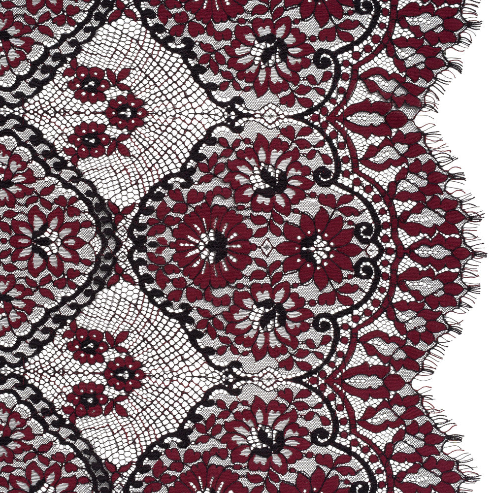 Raschel Lace with Finished Scalloped Edges - Black and Chocolate Truffle Sunflowers and Daisies - Joann Fabrics