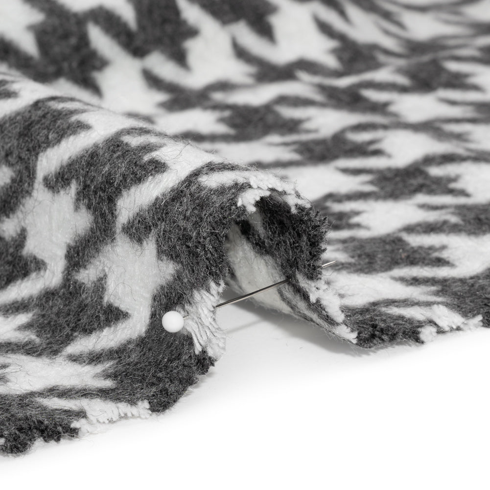 Charcoal and White Houndstooth Felted Wool Blend Twill Coating - Joann Fabrics