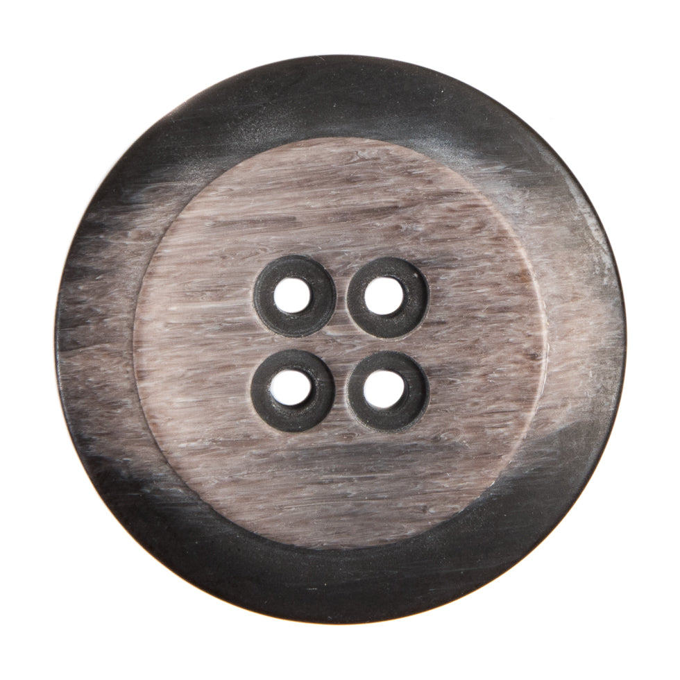 Plastic 4-Hole Button Made in Italy - 54L/34mm - Taupe and Dark Brown Striations Dish Shaped - Joann Fabrics